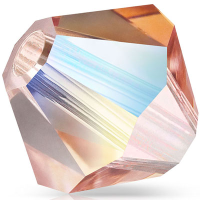 PCBIC06 PL AB 2 ROSPEA - Preciosa crystal bicones - rose peach AB